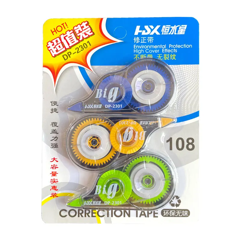 3 Pcs/Set Transparent Correction Tape Student Large Capacity 12m Length Cute Kawaii Office 3 Colors School Supplies Stationery