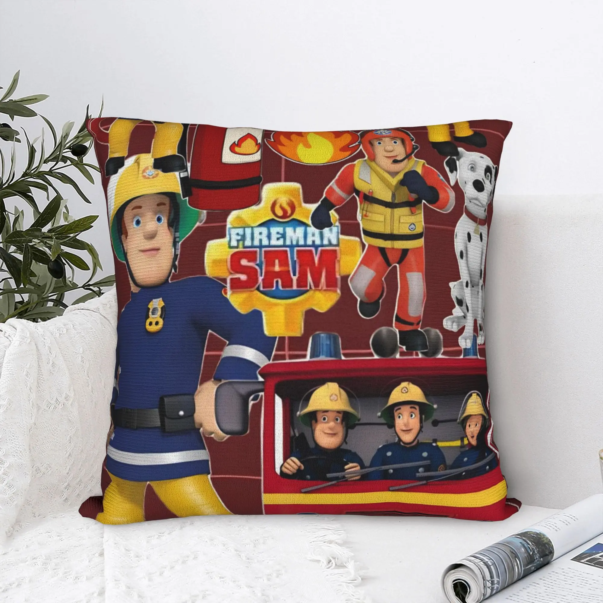 Fireman Sam Square Pillow Case Firefighters Cartoon Cushion Covers Custom Polyester Decorative Pillowcase for Living Room 18