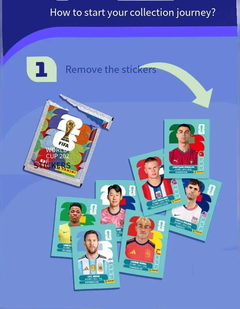 2026 FIFA World Cup Panini Sticker Box 50 Surprise Packs Game Collection Card Football Fan Collectible