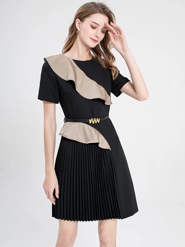 

Летняя атласная плиссированная юбка Commuters Dr Perception Abili Color Blo Design с высокой талией OL Sle ort Dr