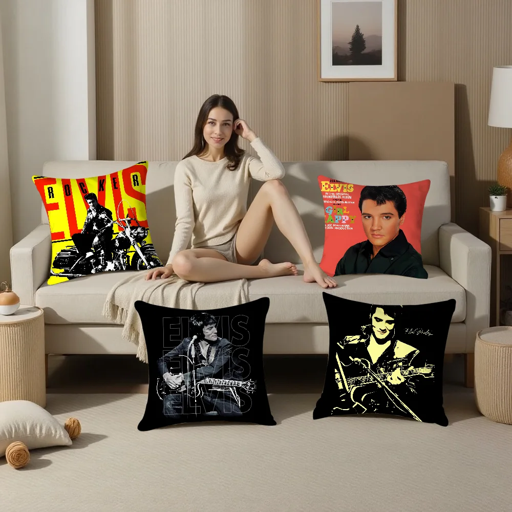 E-Elvis P-PresleyS Pillow Case Plush Fabric Soft Pillowcase Double Sided Print Sofa Cushion Cover Throw Pillow Cover