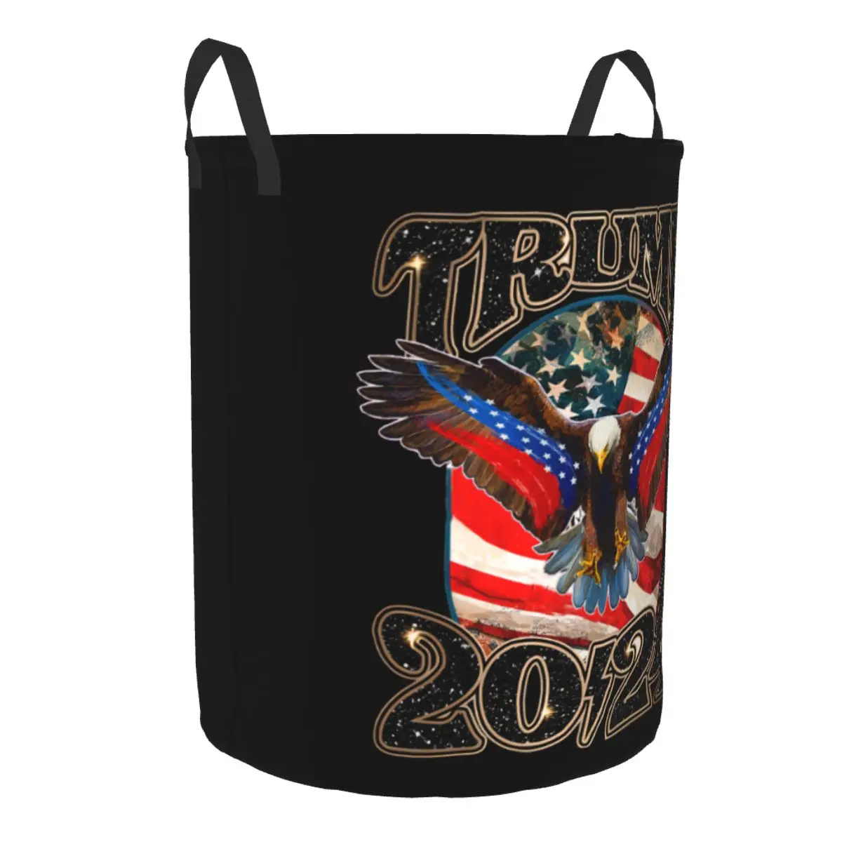 Trump 2024 Eagle Laundry Basket Foldable America US Flag Clothes Hamper for Baby Kids Toys Storage Bag