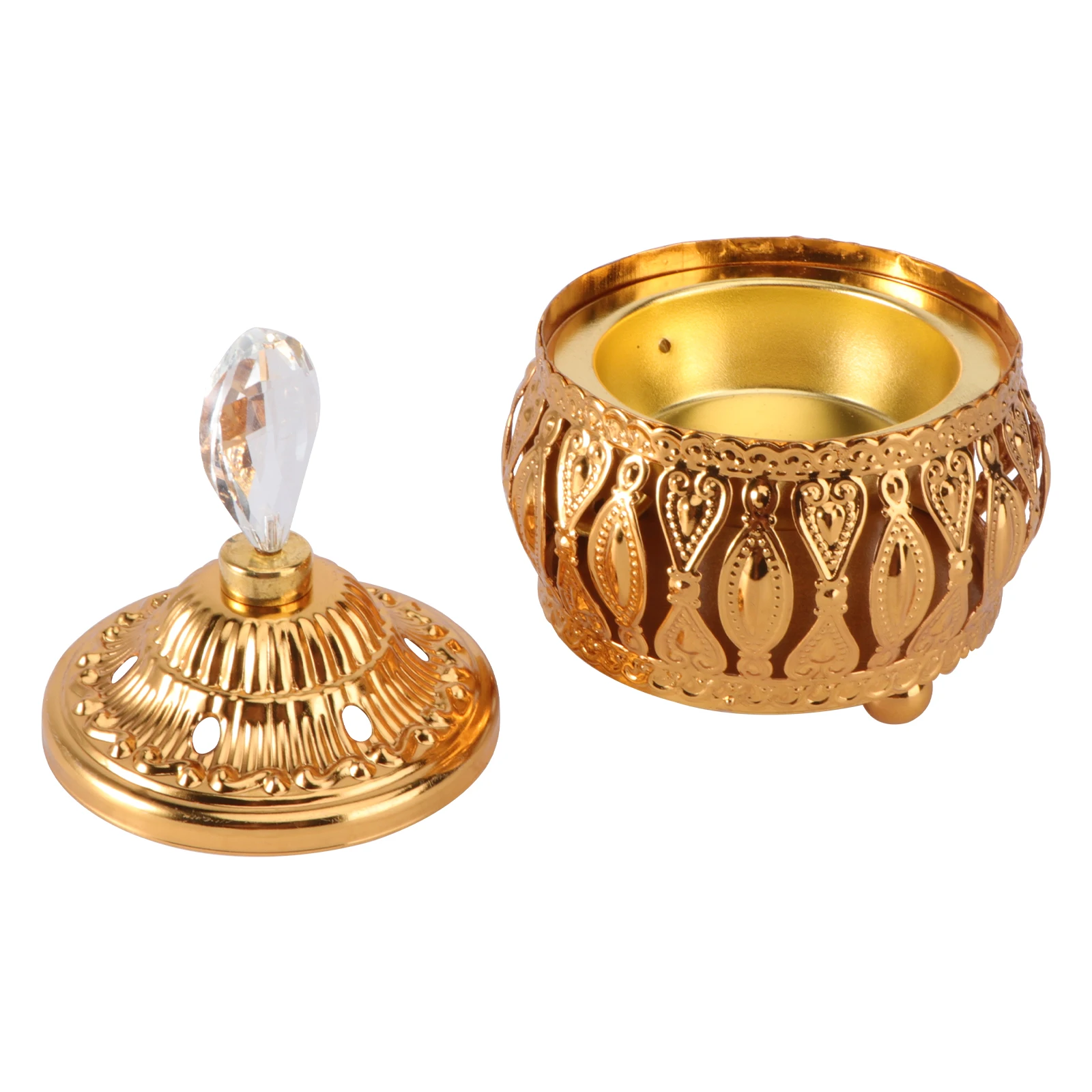 

1Pcs Carved Incense Holder Golden Electroplated Aromatherapy Ornament for Meditation Room Bedroom Living Room Decorative Censer