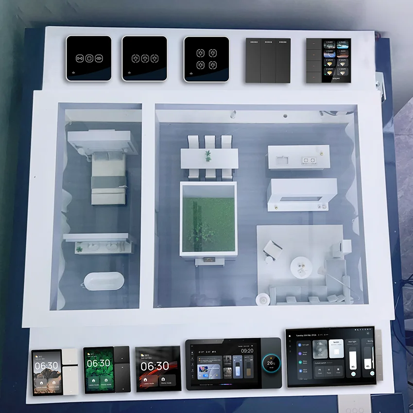 

Дизайн демонстрационного бара автоматизации умного дома Golden Security с Wi-Fi и управлением через приложение Tuya для демонстрации выставочного зала