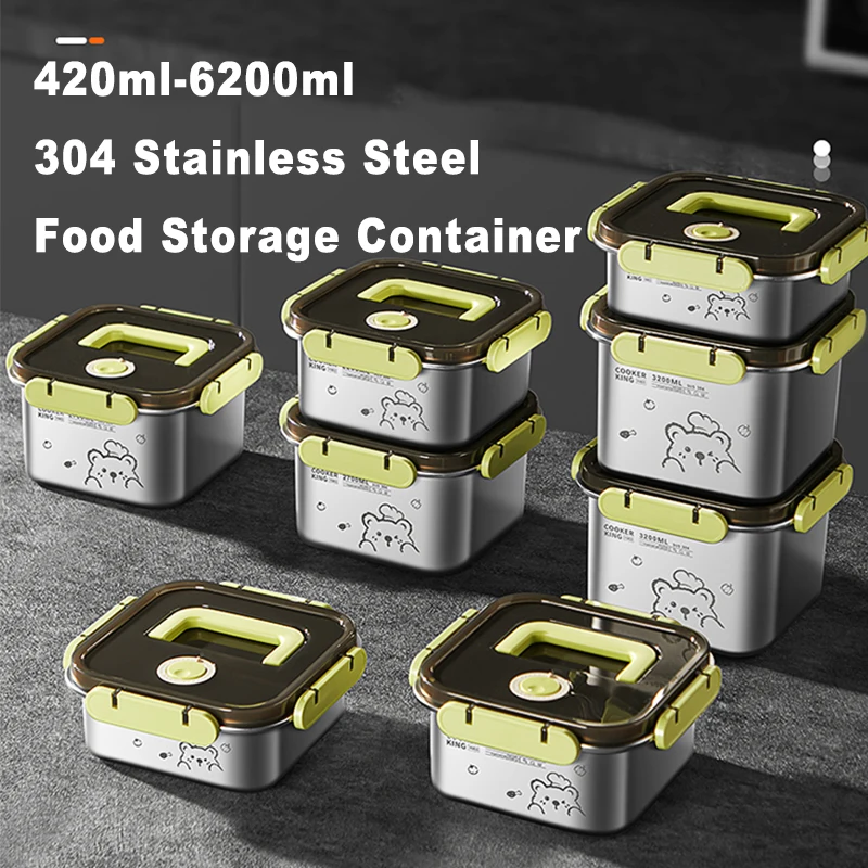 

COOKER KING 420ml-6200ml Large Capacity Stainless Steel Food Storage Container, Fridge/Oven Safe, Lunch Box for Travel, Picnic
