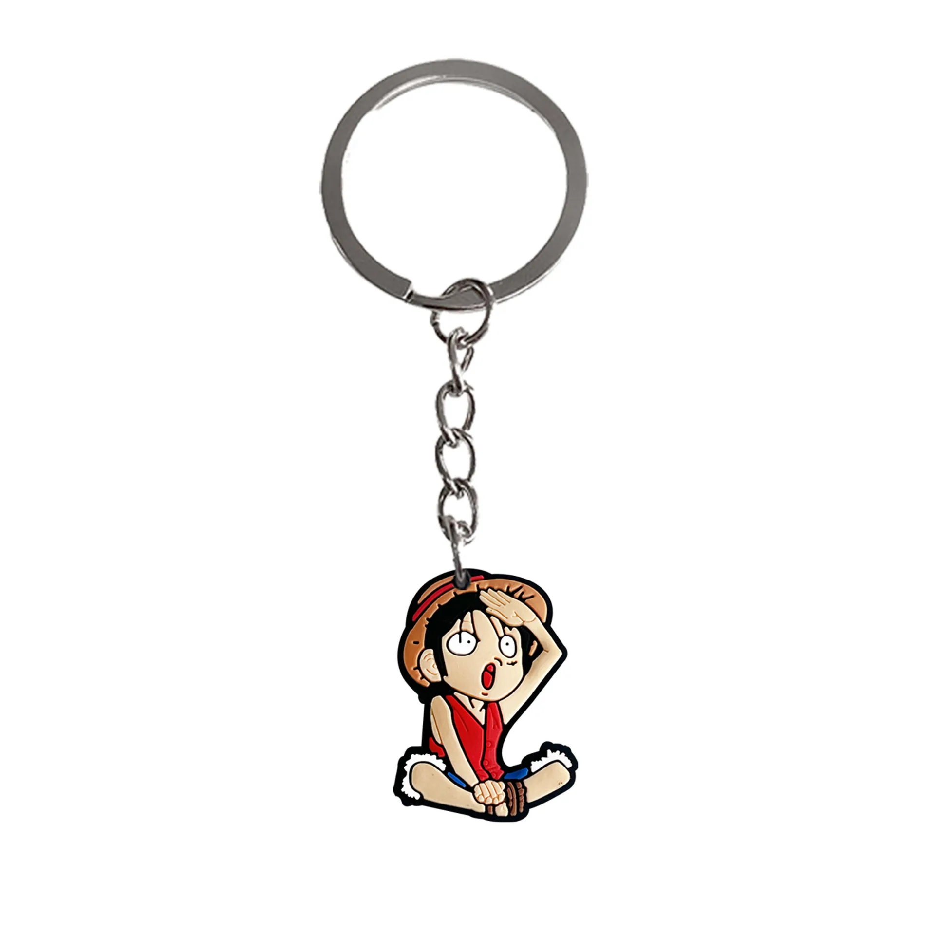 Porte-clés personnage de dessin animé une pièce, porte-clés en PVC, pendentif sac à dos, accessoires pour enfants, cadeau d'anniversaire pour enfants