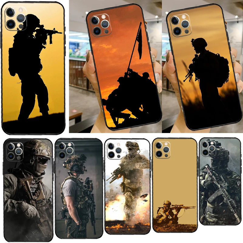 Army soldier Phone Case For iPhone 14 11 12 13 Pro X XR XS Max 6 6S 7 8 Plus SE 2020 Back Cover