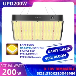 QKWIN new SMD Series LED Grow Light 200W for Indoor Plants Full Spectrum Seed Starting Seedlings Vegetable Pepper Hanging lamps