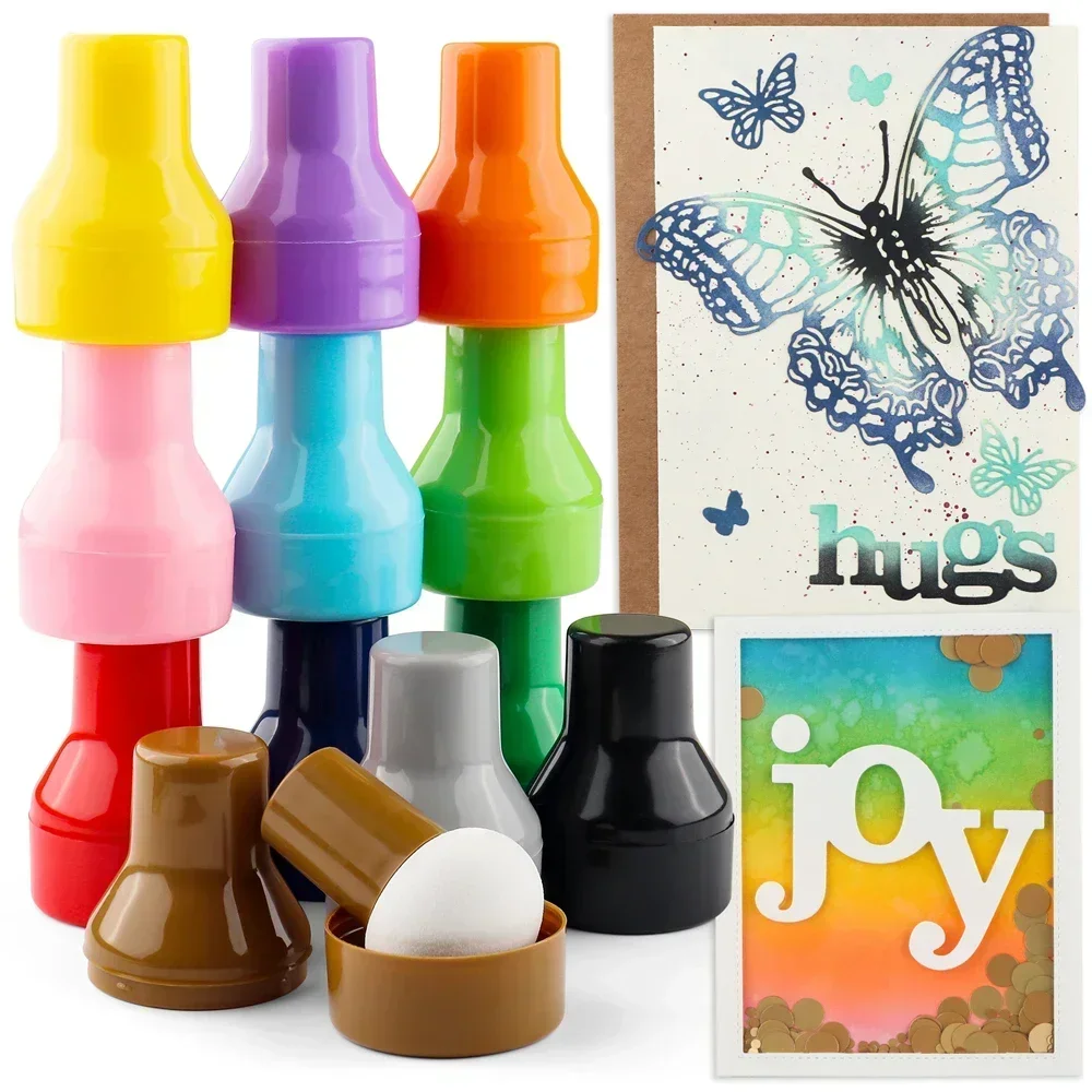 3Pcs/set Colorful Paper Pouncers Ink Applicator With Storage Cases For DIY Scrapbook Decor Inking Sponge Crafts Smudge Tools New