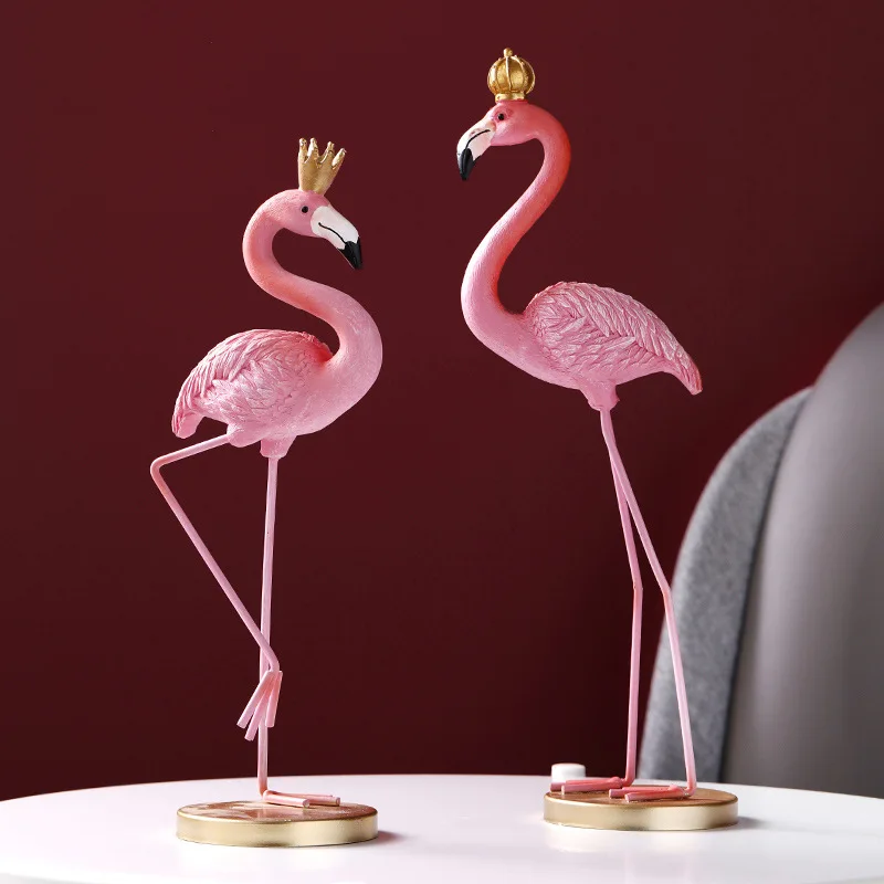 Nordic flamingo decoration resin crafts creative living room TV cabinet bookshelf desktop home decoration