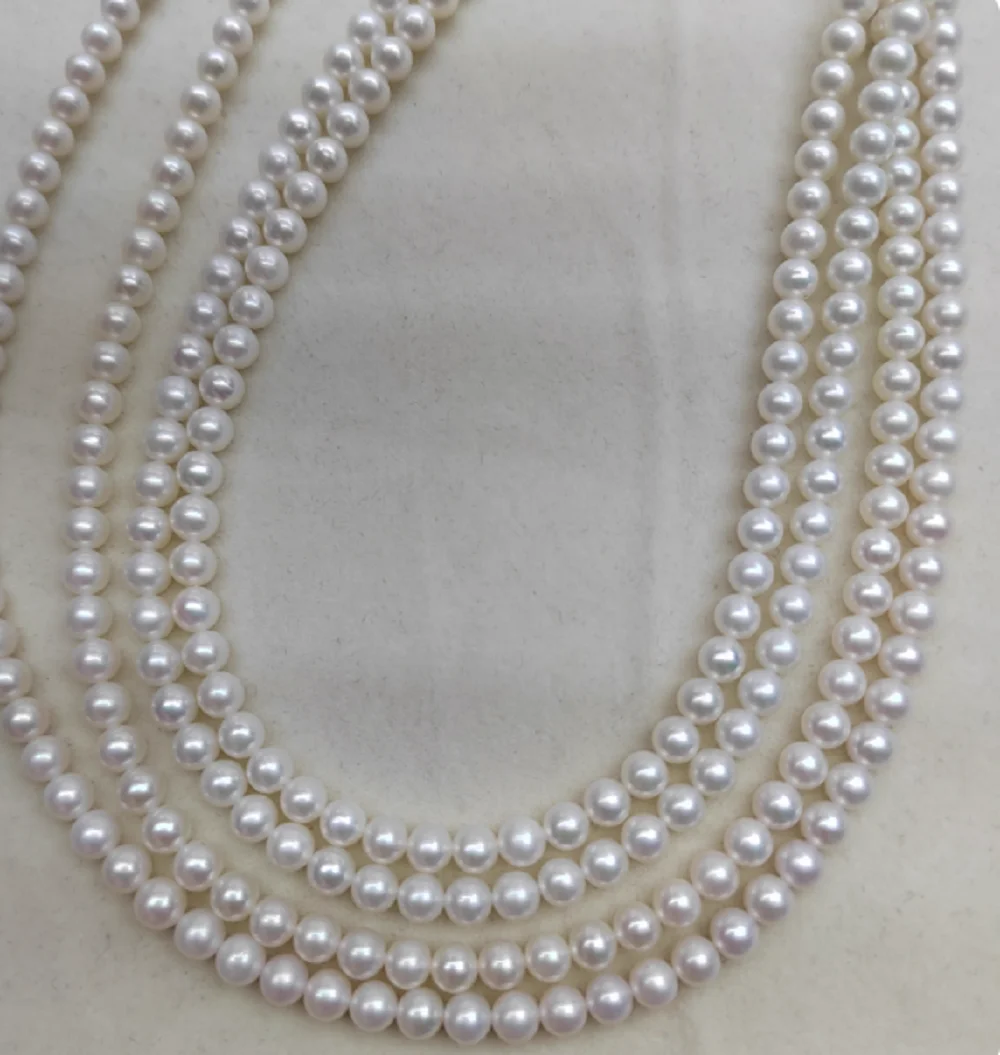 

1Row/4-Row/Natural Pearl AAAA5-6mm Japanese Round White Pearl Necklace 925s/16-17-18-19 inch/18inch