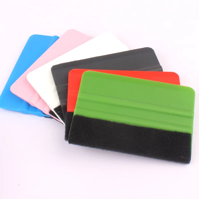 Car Styling Vinyl Carbon Fiber Window Ice Remover Cleaning Wash Car Scraper with Felt Squeegee Tool Film Wrapping 10x7cm - view 4