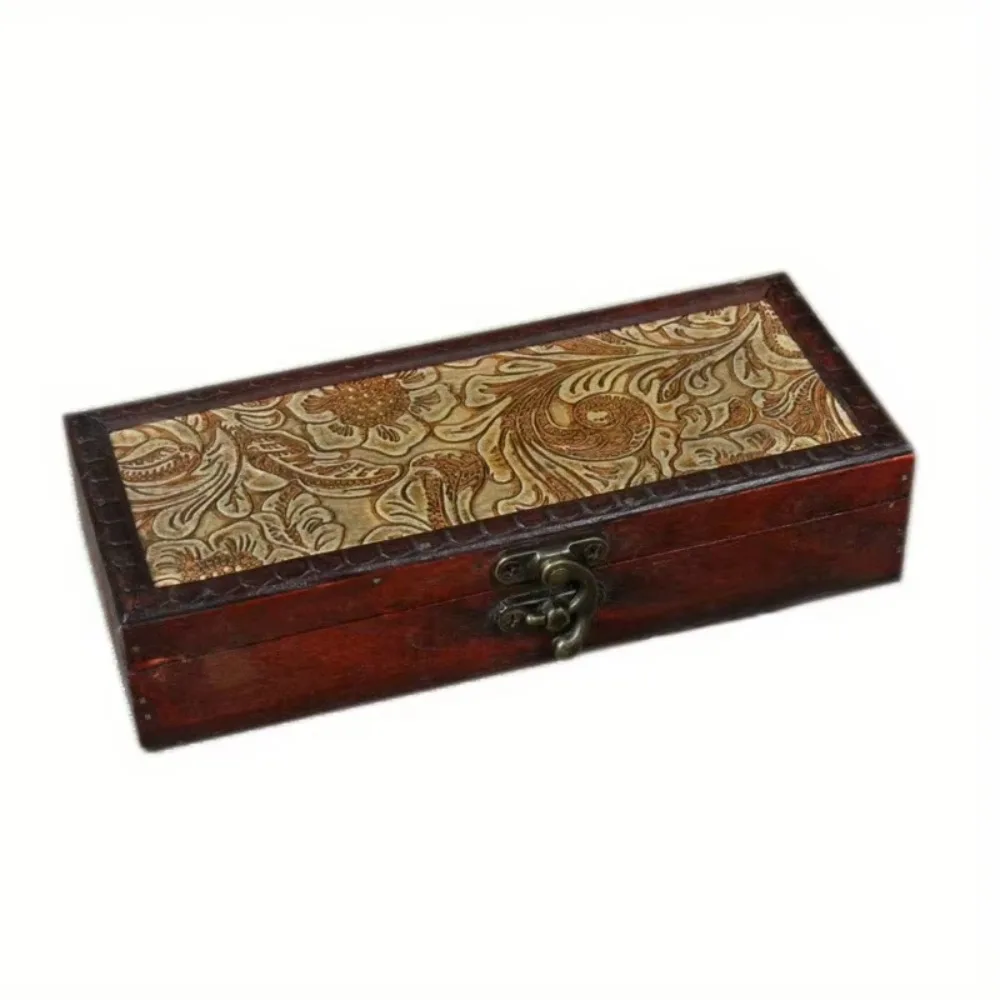 

Wooden Antique Pen Box Desktop Holder Rings Necklaces Desktop Storage Box Vintage Retro Jewelry Organizer Miscellaneous Items