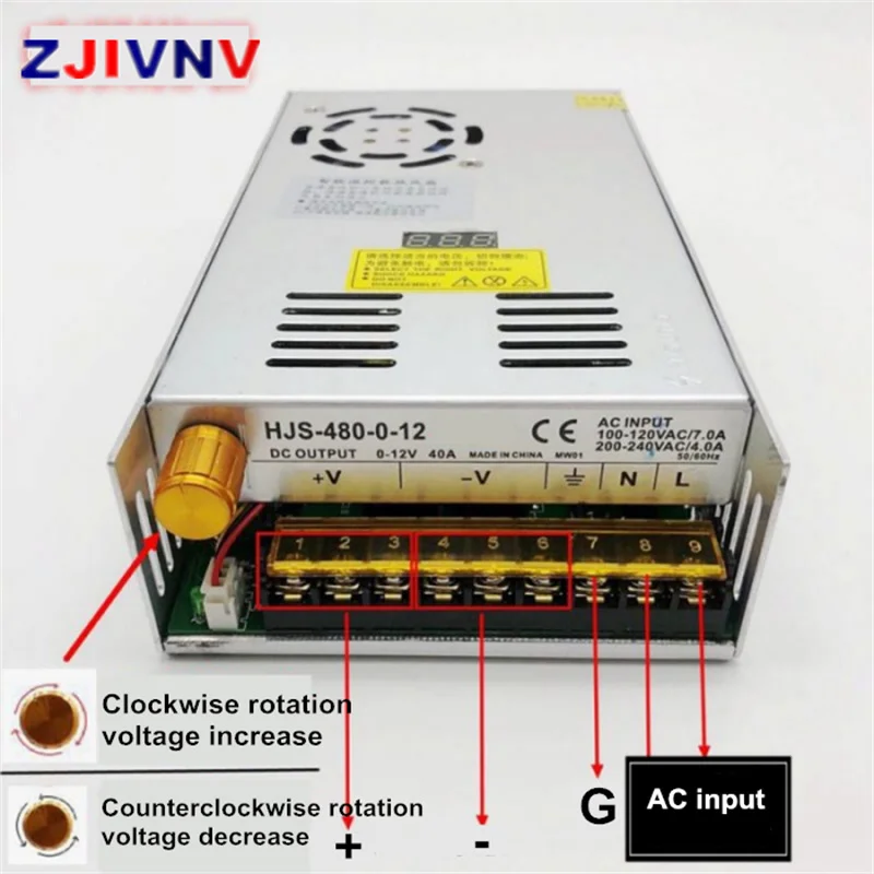 480 واط تحويل التيار الكهربائي الجهد كامل المدى قابل للتعديل تيار مستمر الناتج 0-36 فولت 15A SMPS مع شاشة ديجيتال HJS-480-0-36 #3