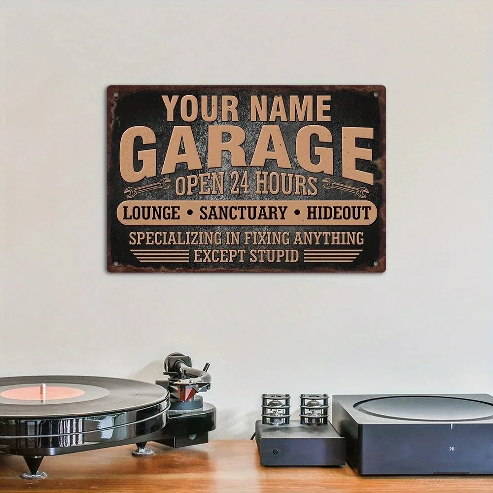 CIFbuy Customizable Rustic Vintage Repair Theme Plaque 2D Flat 24H Lounge Hideout Man Cave Garage Wall Art Gift