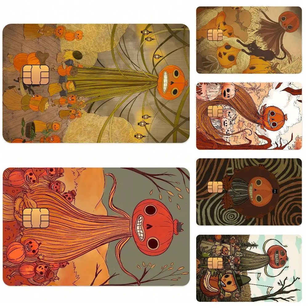 Cartoon O-Over The Garden Wall Pumpkin Credit Card Skin Stickers For Bank Card Bus Metro Card Sticker Waterproof Gift