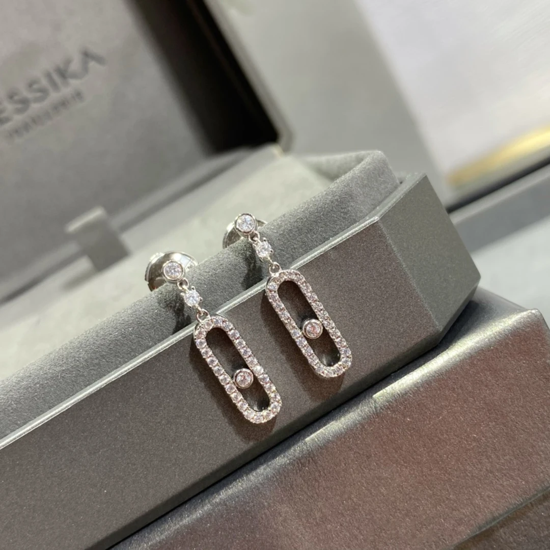 S925 Sterling Silver Inlaid Women's Diamond Earrings, Classic Wedding Jewelry, Birthday Party Gift
