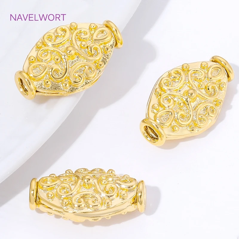 18K Gold Plated Oval Loose Beads Spacer Beads For Jewelry Accessories,Separator For Beads,DIY Bracelet Making Supplies