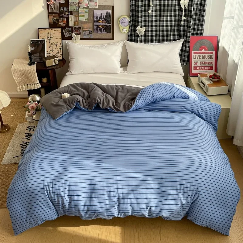 

Striped plaid washable double-layer yarn single-product quilt cover, available in all seasons, soft and comfortable