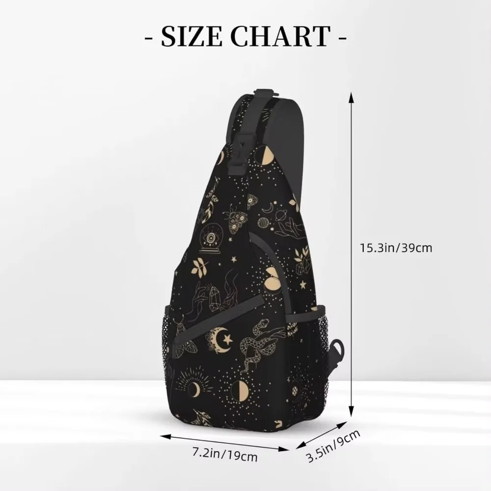 Sling Bag for Men Women Boho Magic Tarot Witch Crossbody Backpack Casual Hiking Daypack for Travel Sport Running Chest Bag