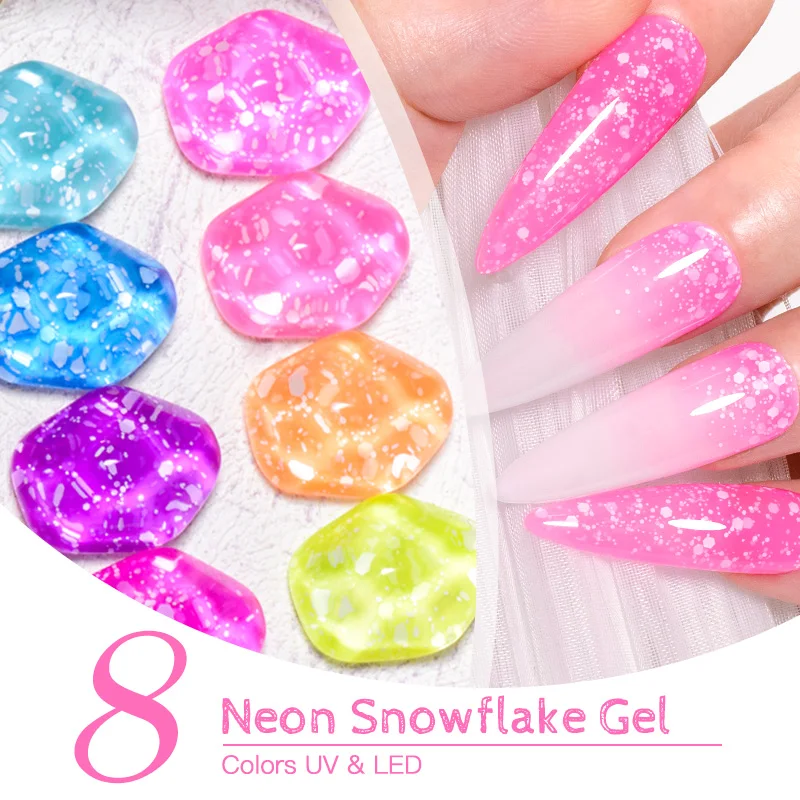 7ml Mtssii Fluorescent Color Snowflake Nail Polish Gel New Trendy Nail Polish Semi-Permanent Art Long Lasting Gloss Suitable