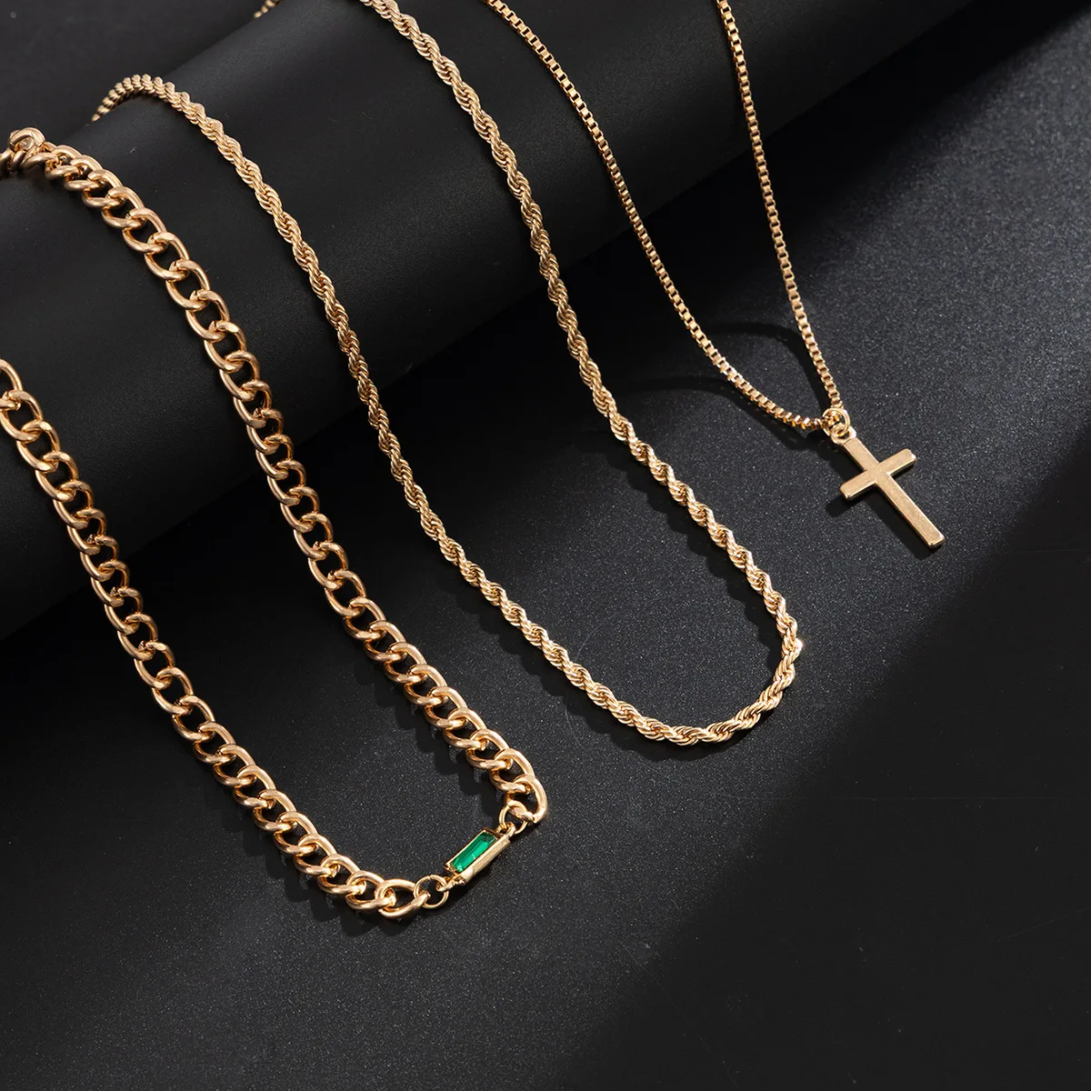 Cross border high-end fashion diamond necklace, hip-hop men's cross pendant collarbone chain accessory