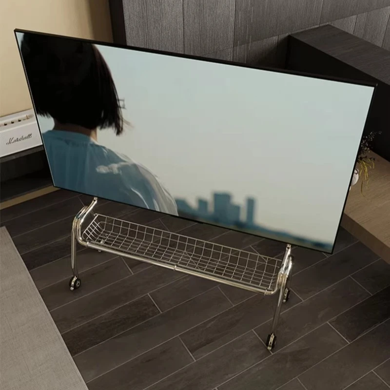 TV Stands Nordic TV Mobile Bracket Living Room Home Modern Simple Floor 32-75 Inch Stainless Steel Hanger with Wheels TV Cabinet image 6