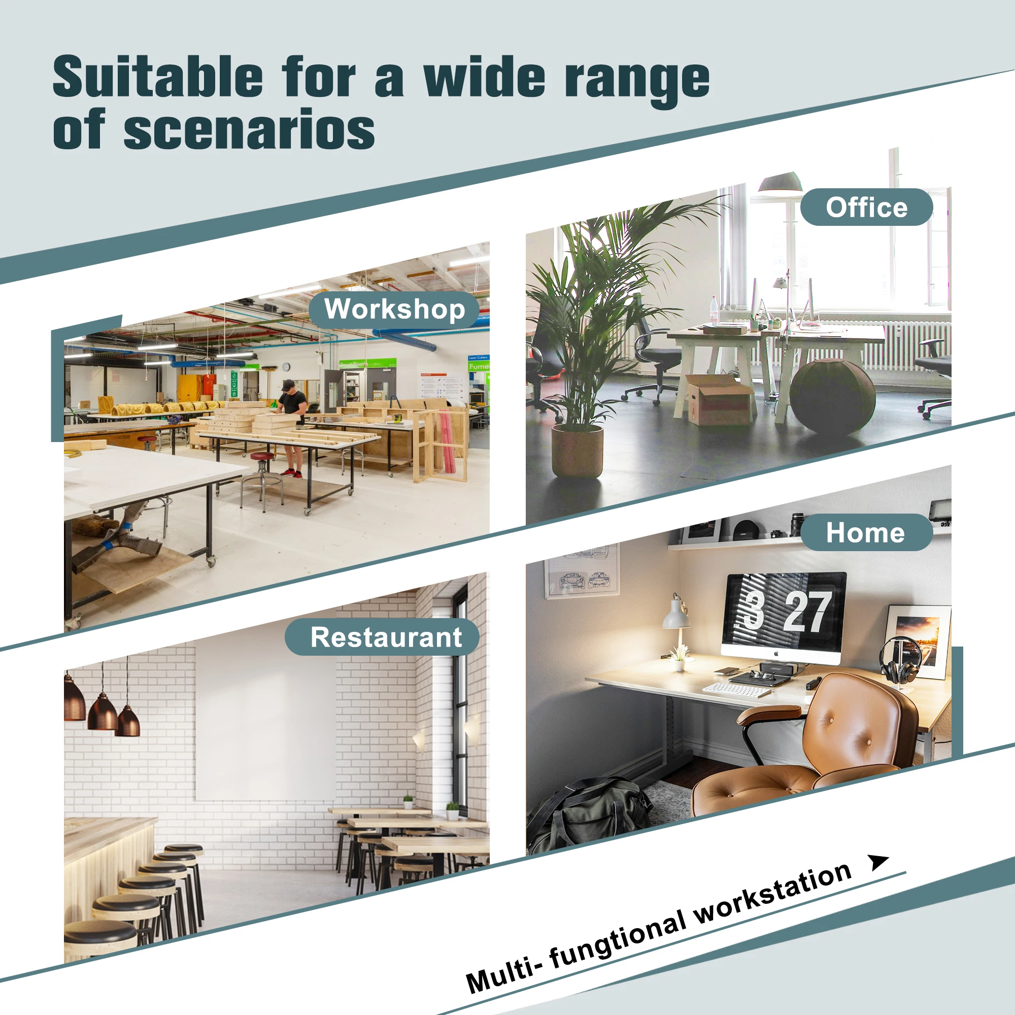 48" Heavy-Duty Adjustable Workbench for Garage, Rubber Wood Shop Table with Metal Wheels, Hardwood Work Benches over 2000 Lbs