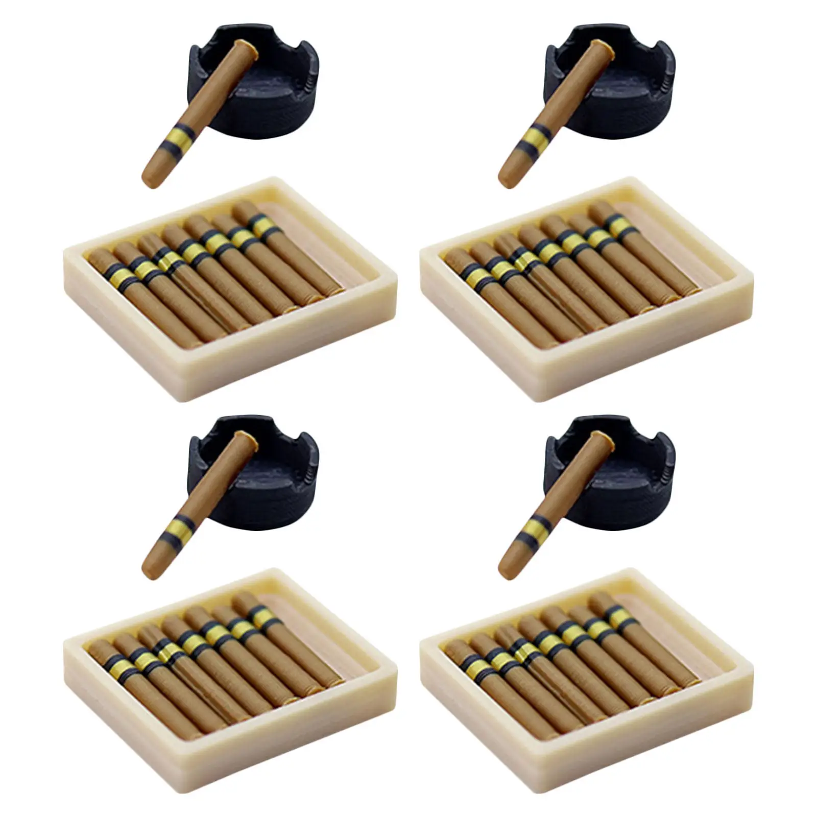 4Set Mini Cigar Ashtray Holder Realistic Soldier Accessories Tabletop Diorama Smoking Props Display