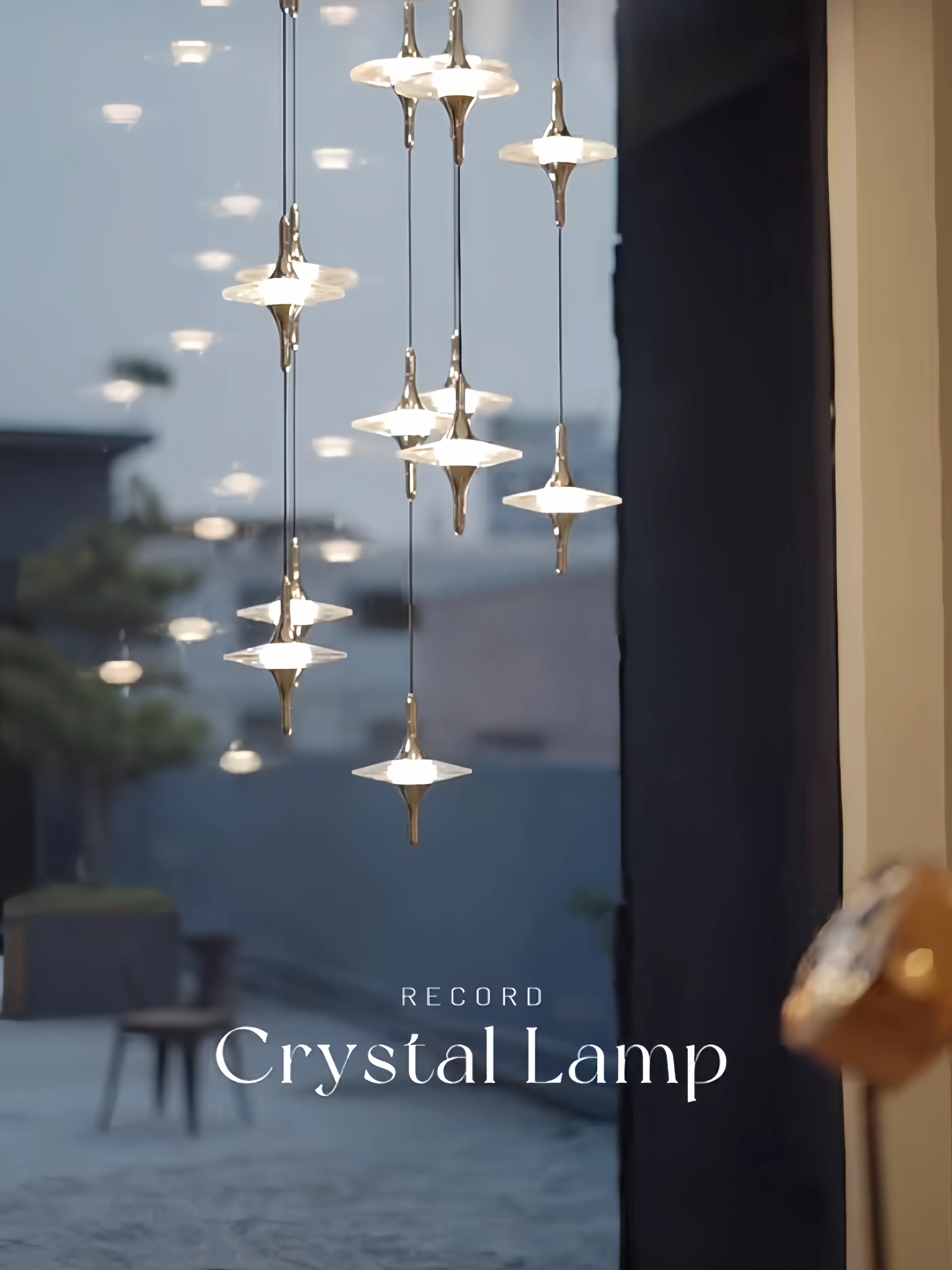 

Nordic Meteor Shower LED Chandelier Staircase Creative Crystal Hanging Lamp Chrome Round Bedside Lamp Dining Room Pendant Lights