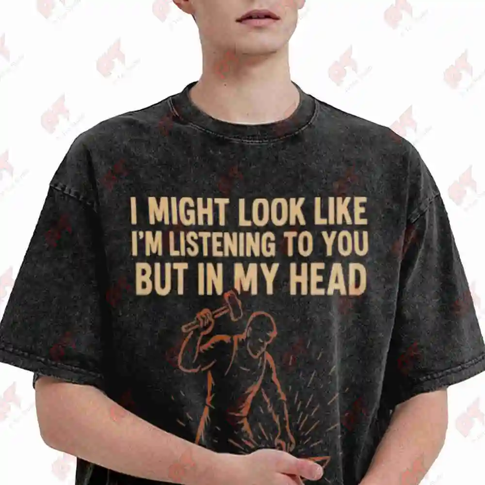 Forging Steel Blacksmith Hammer Anvil Vintage Washed Tee Pure Cotton T-Shirt