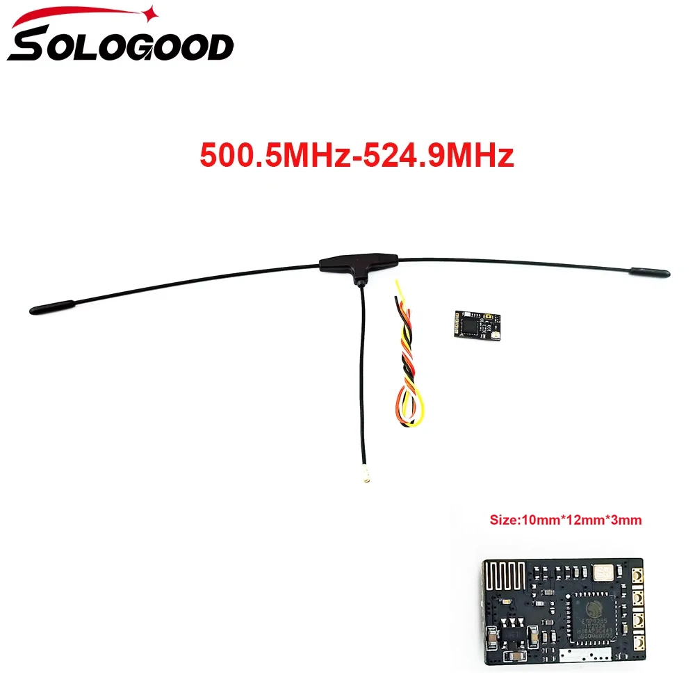 

Приемник SoloGood 500 МГц-524,9 МГц с антенной Т-типа FCC ESP8285, мощность телеметрии 50 МВт для гоночного радиоуправляемого дрона