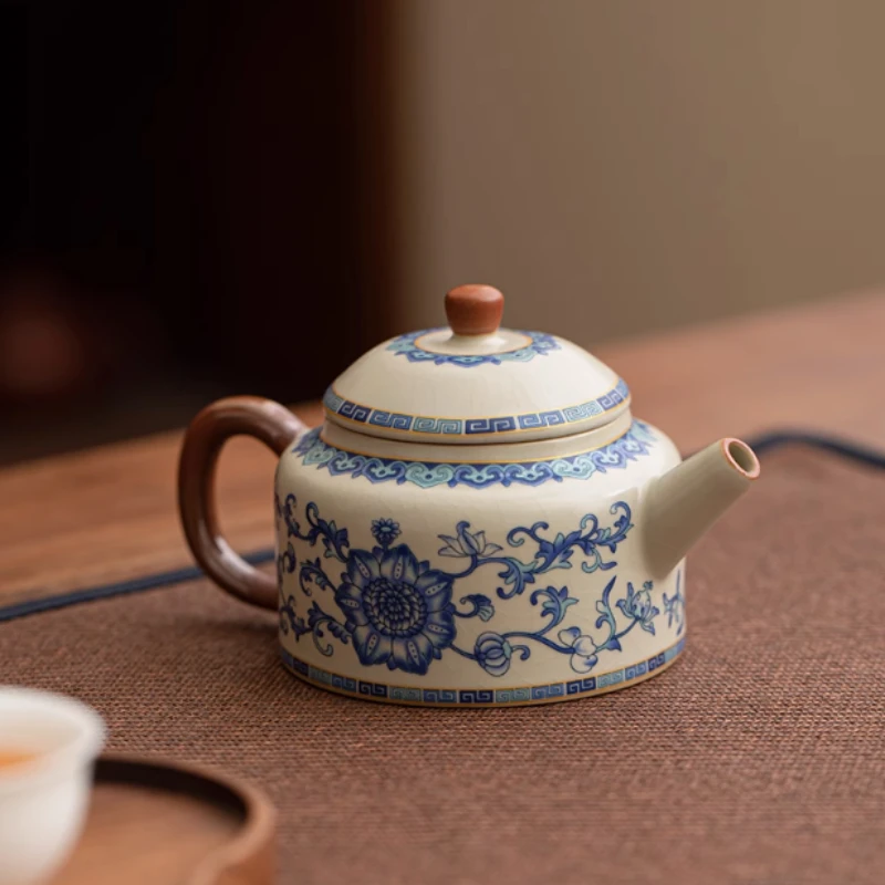 Ru forno shipiao retro forno mudança bule de chá artesanal cerâmica bule beleza chaleira teaware cerimônia chá chinês presentes drinkware