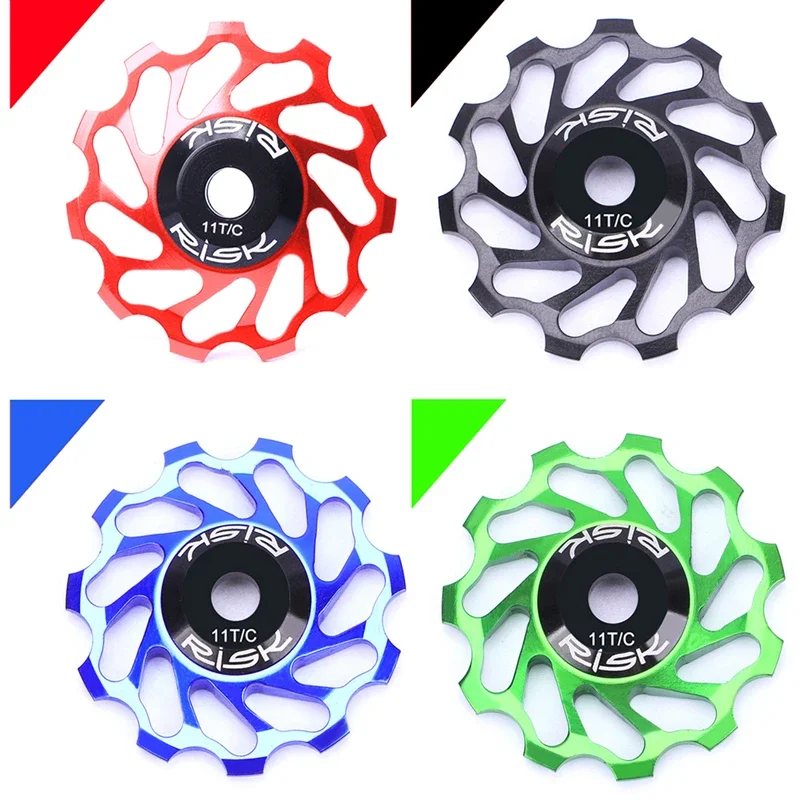 RISK 11T Rear Derailleur Ceramic Bearing Guide Wheel Aluminum Alloy Bike Jockey Wheel Mountain Road MTB Bicycle Jockey Roller