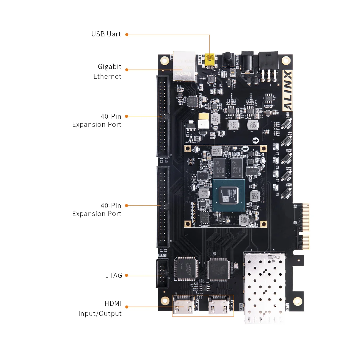 Placa de desenvolvimento, alinx, ax7a200, xilx argolas, xc7a200t, fpga, a7, soms, xc7a, 200t, sfp, pcie