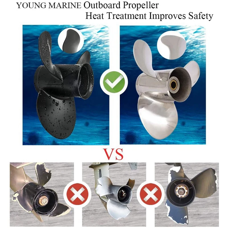 Grade Aluminum Outboard Propeller For Mercury Engines 30/35/40/45/50/55/60/70HP (13 Spline Tooth) 10 3/8X14 48-816706A45