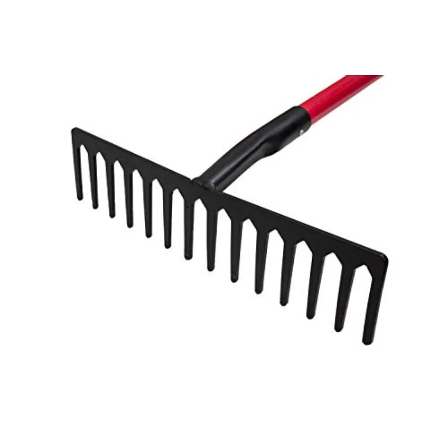 Level Head Rake with Fiberglass Shaft Heavy Duty Garden Tool for Lawns, Landscaping Metal Rakes for Gardening, Yard Work, Steel