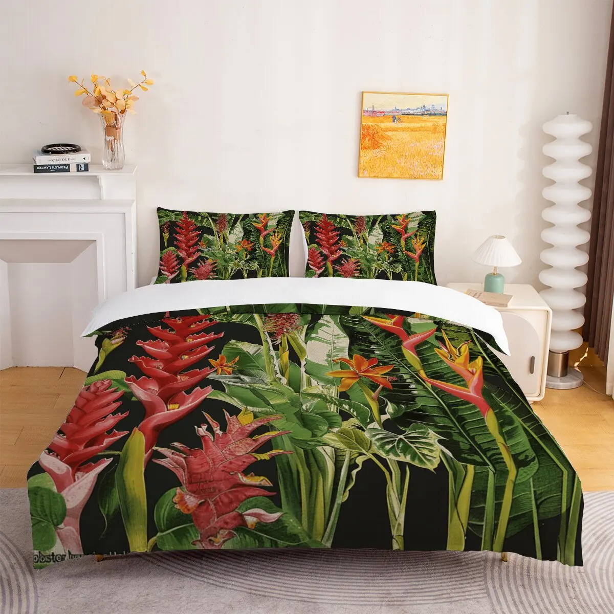 Red flower spider egg  duvet cover   pink flower spider egg  Modern trend of printed bedding