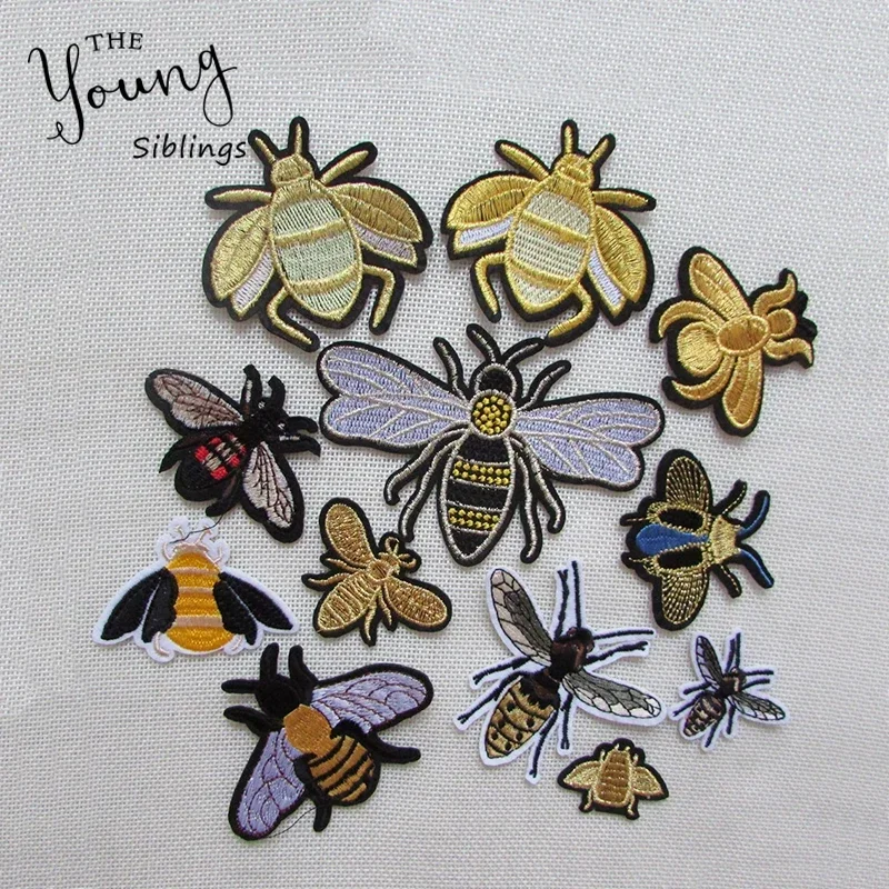 Sewing Clothes Patch High Quality Iron On Embroidery Patches Hotfix Applique Motifs Sew On Garment Stickers Crown Bee New