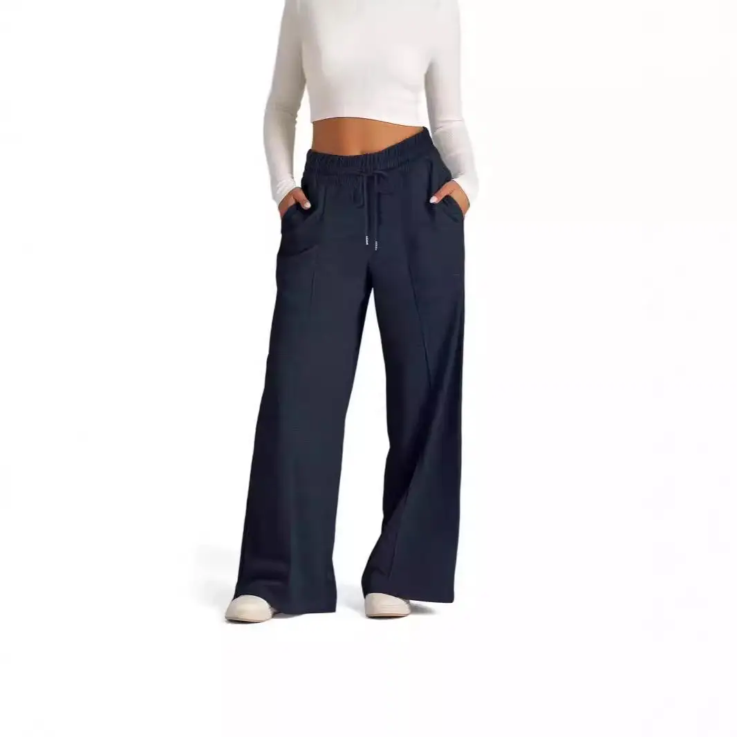 

Fashionable Wide Leg Casual Pants for Women High Waist Trousers Pure Color Belted Autumn Winter Comfortable Loose Fit Trousers