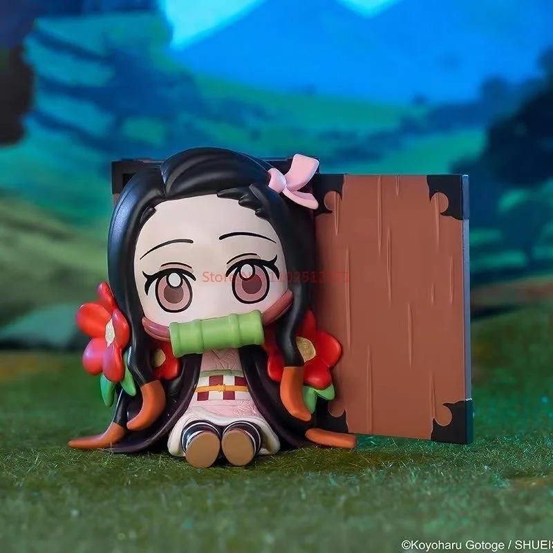 Original Demon Slayer Anime Figura Mystery Box, Kamado Tanjirou, Kamado Nezuko, PVC Blind Box, modelo colecionável, presente da boneca masculina