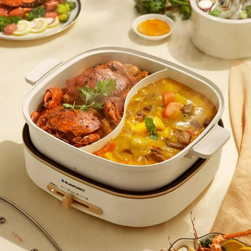 BLAUPUNKT 220V Split Double Flavour Electric Hotpot Household Multifunctional 6L Electric Cooker 1600W Electric Hotplate