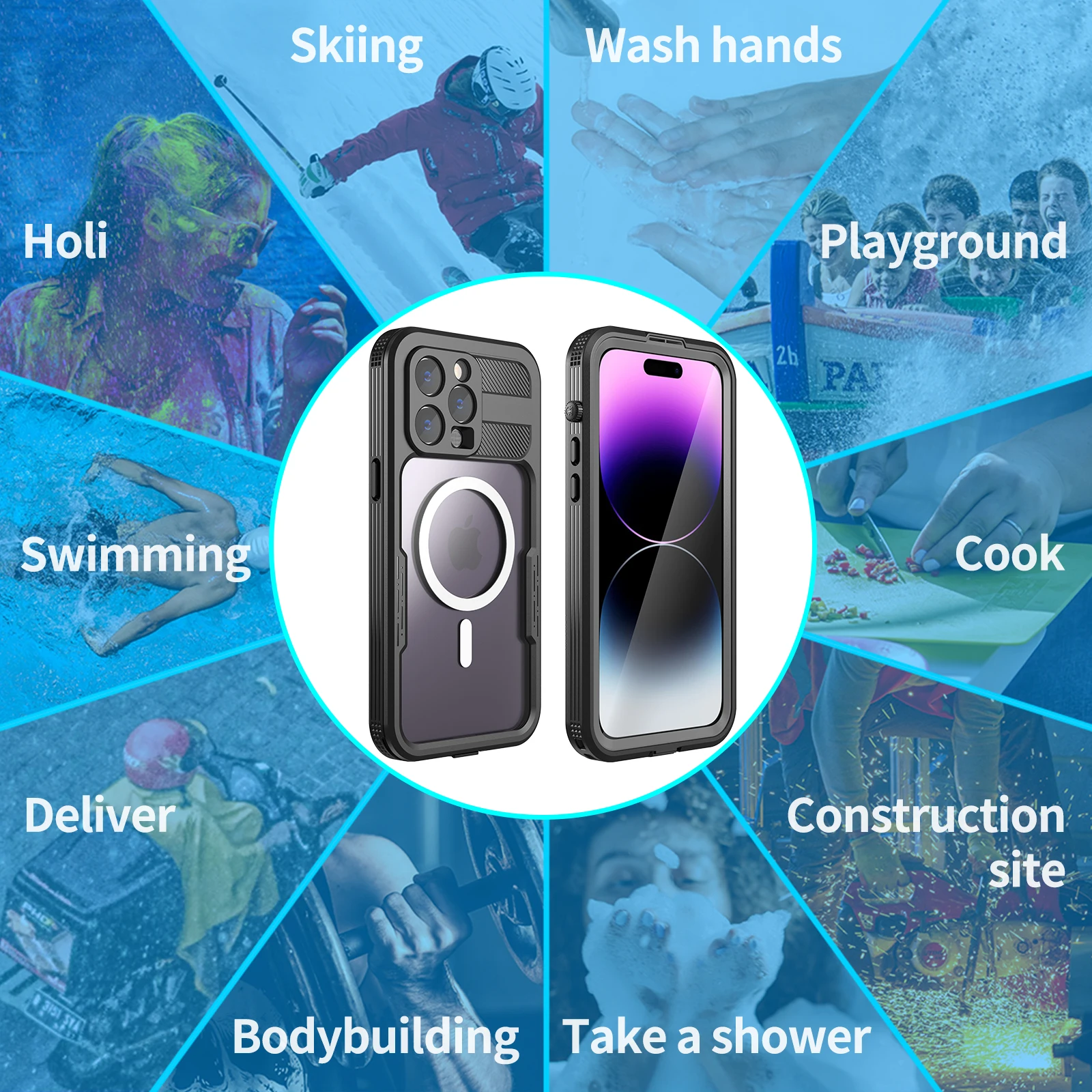 IP68 Waterproof Case For iPhone 15 14 Pro MAX 13 12 11 X XS XR 8 Plus Magnetic Wireless Charger Diving Cover Outdoor Swimming