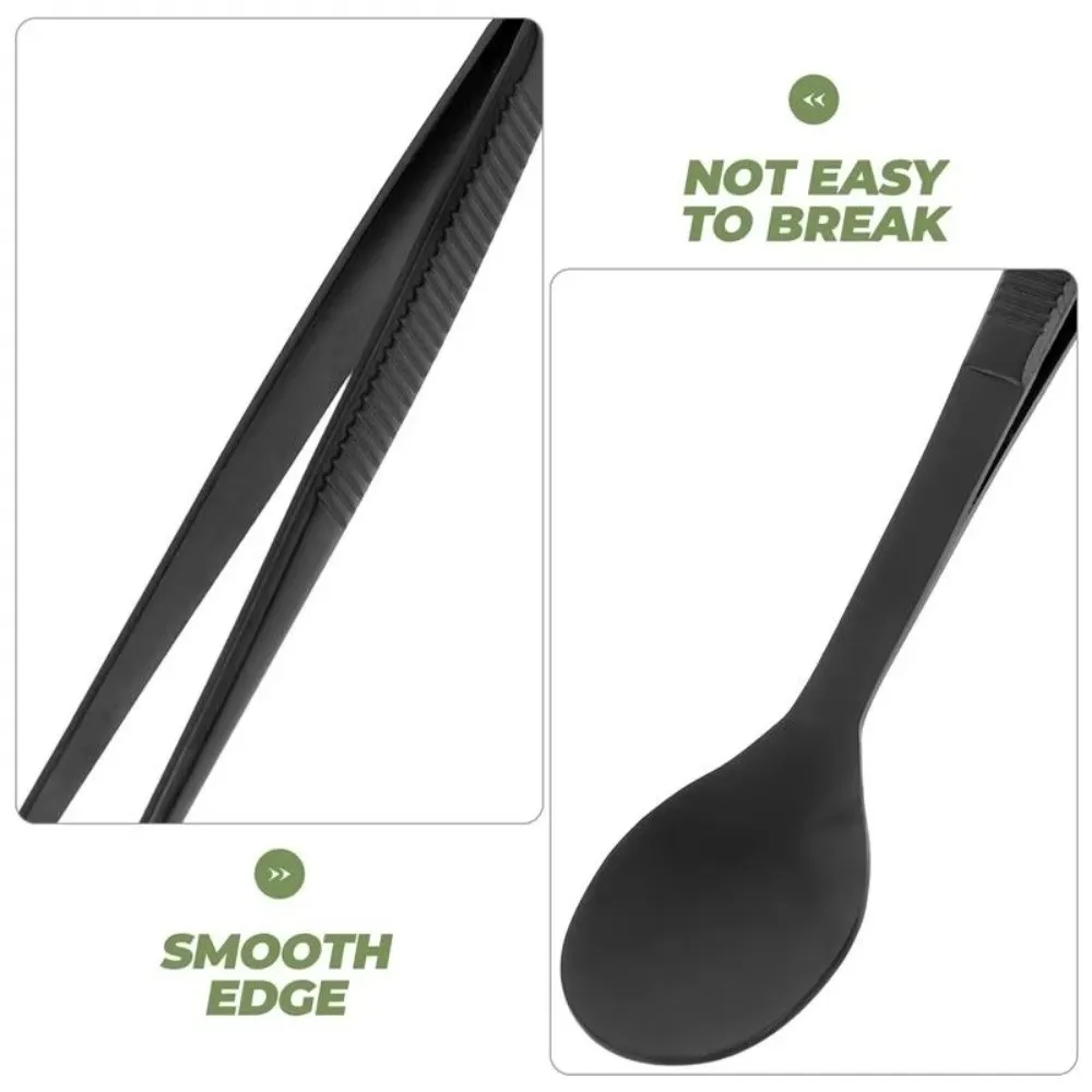 Multi-functional Sauce Spoon 2in1 Design Stainless Steel Food Tweezers Portable Flavor Test Spoon Tweezers Kitchen Utensil