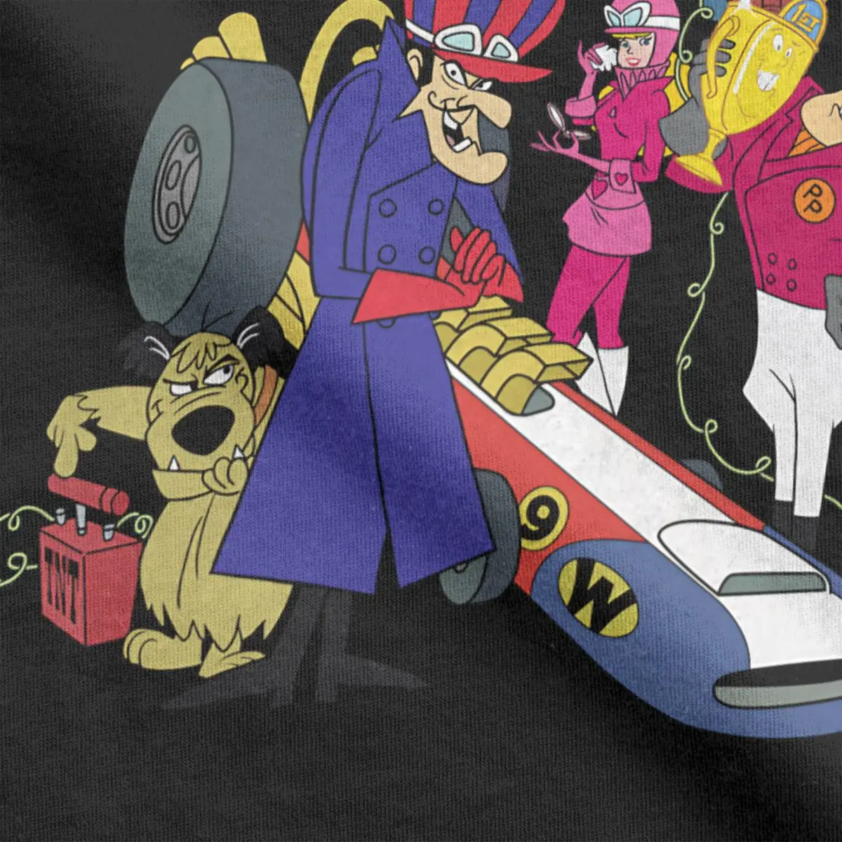 Men\'s T-Shirts Wacky Races 70s Cartoon Main Characters Vintage Cotton Tees Short Sleeve T Shirts Crewneck Clothes New Arrival