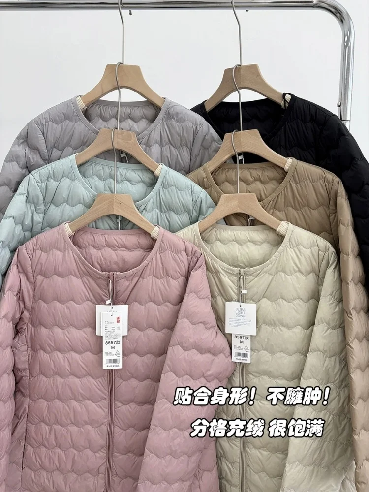 Women O Neck Midi Long Down Jacket New Autumn Winter Light Thin White Duck Down Coat Parkas Female Warm Bigsize Puffer Outerwear