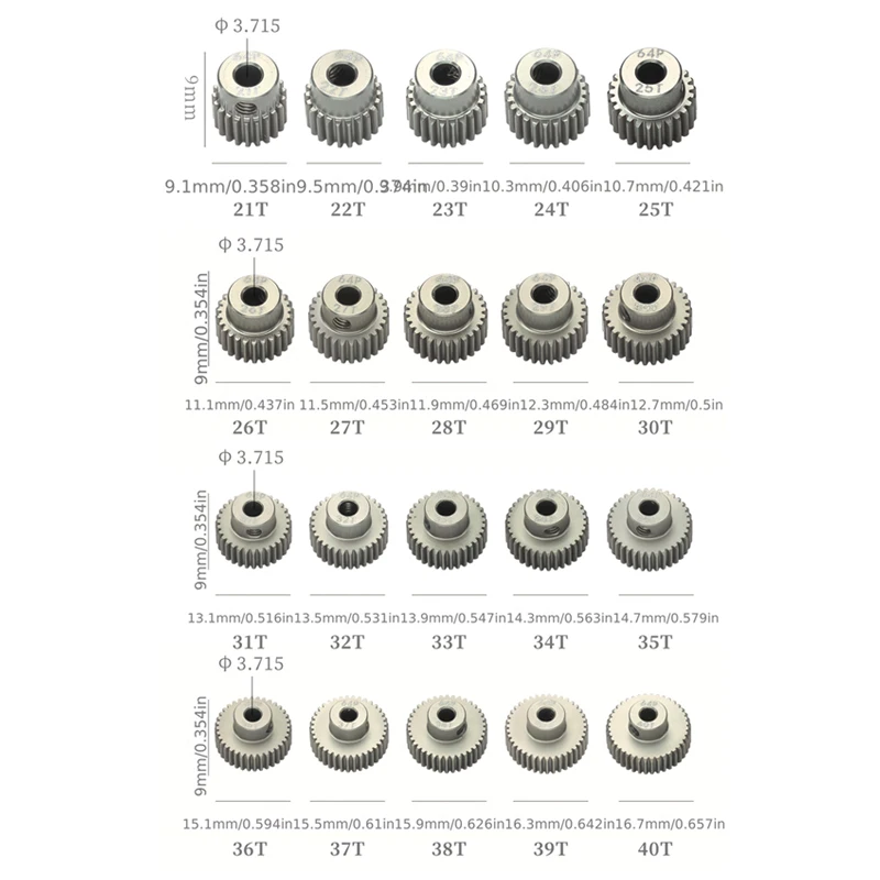 5pcs 64P motor gear 7075 aluminum hardened metal gear 1/10 flat car with more T number rc
