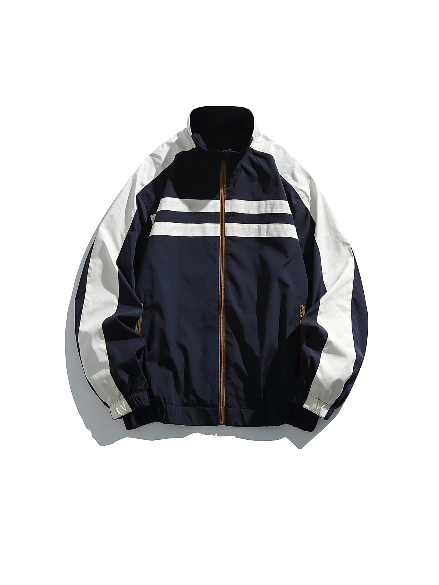 

American Retro Splice Color Stand Collar Workwear Jaet Spring Outdoor Casual Sports Couple Open Cardigan Outerwear