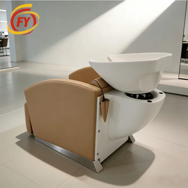 Small Reclining Shampoo Bed for Hair Salon Deep Ceramic Basin Hair Washing Flushing Chair Beauty Salon Washing Equipment