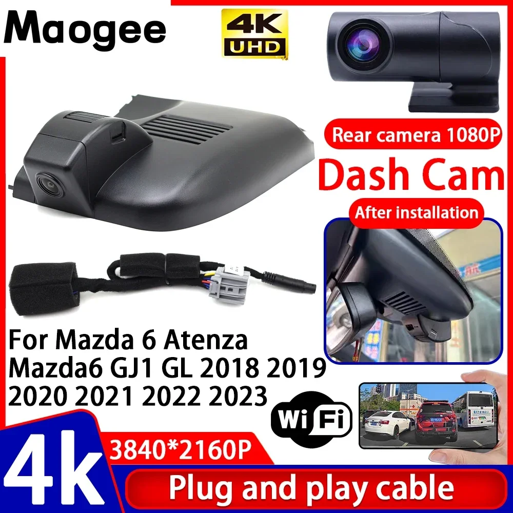Grabadora de Video con Visión Nocturna 4K, Plug and Play, Cámara DVR para Auto, para Mazda 6 Atenza Mazda6 GJ1 GL 2018 2019 2020 2021 2022 2023